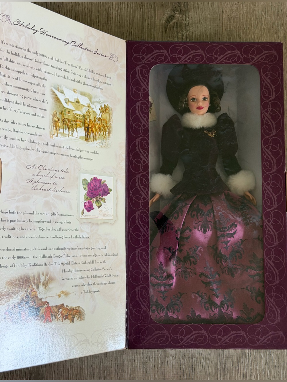 Hallmark Holiday Traditions Homecoming Barbie in Plum and White Winter Ensemble